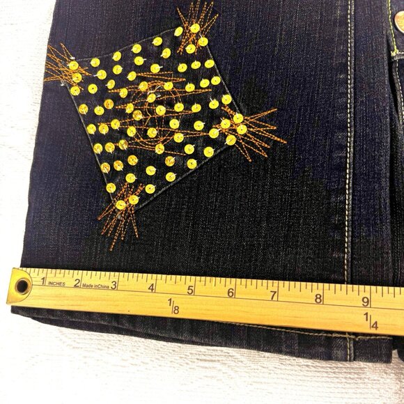 Misswan Womens Denim Jeans Embroidered Sequins Vintage Y2K US 11 - Picture 14 of 16